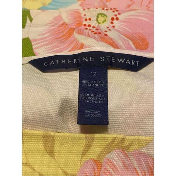 Catherine Stewart Floral Print Skirt Size 12  Vibrant Retro Mid-Rise Cotton Blen - Picture 4 of 4